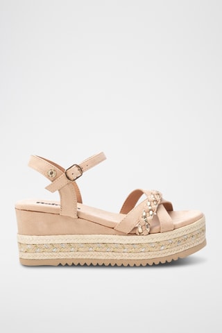Sandalen met Sleehak - Nude
