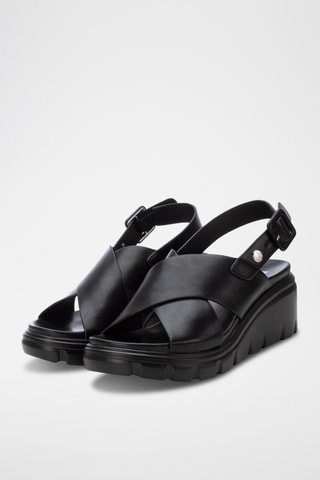 Sandalen met Sleehak - Zwart