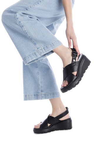 Sandalen met Sleehak - Zwart