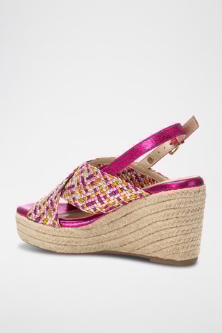 Sandalen met Sleehak - Fuchsia en Goudkleurig