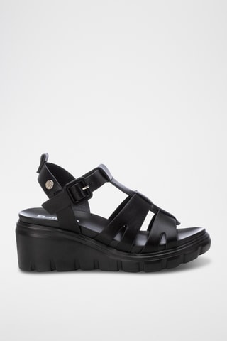 Sandalen met Sleehak - Zwart