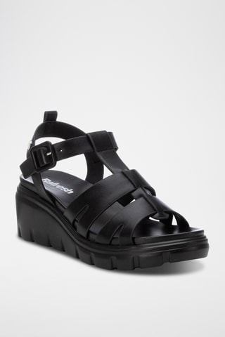 Sandalen met Sleehak - Zwart
