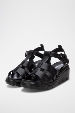 Sandalen met Sleehak - Zwart