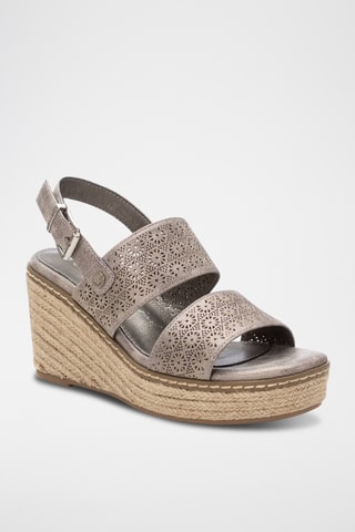 Sandalen met Sleehak - Zilverkleurig