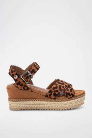 Sandalen met Sleehak - Camel
