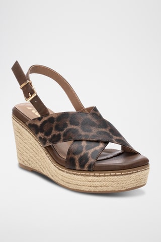 Sandalen met Sleehak - Taupe