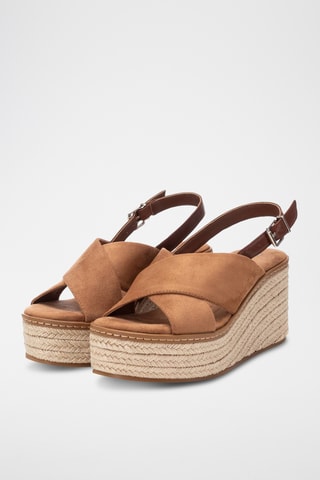 Sandalen met Sleehak - Camel