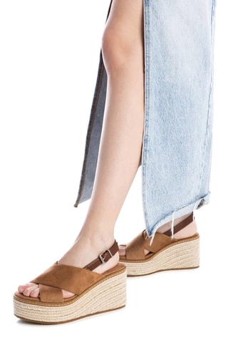 Sandalen met Sleehak - Camel