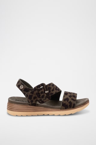 Sandalen met Sleehak - kaki