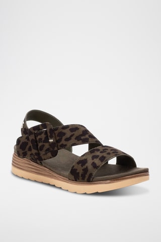 Sandalen met Sleehak - kaki