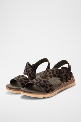 Sandalen met Sleehak - kaki