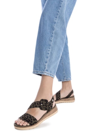 Sandalen met Sleehak - kaki