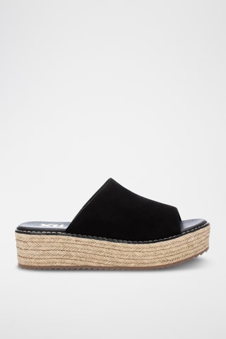 Nubuck Platform Sandalen - Zwart