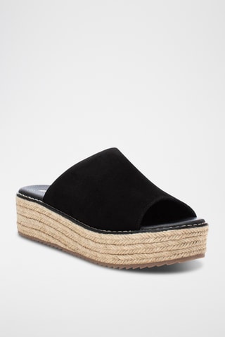 Nubuck Platform Sandalen - Zwart