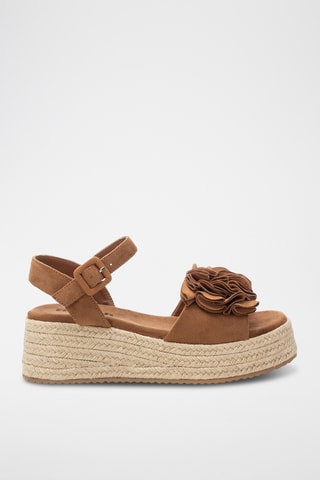 Sandalen met Sleehak - Camel
