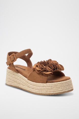 Sandalen met Sleehak - Camel