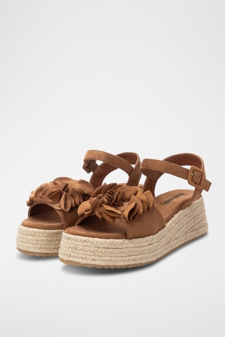 Sandalen met Sleehak - Camel