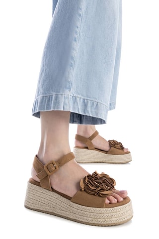 Sandalen met Sleehak - Camel