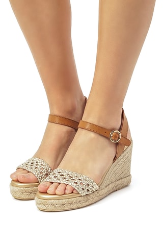 Sandalen met Sleehak Louisa S - Goudkleurig en Camel