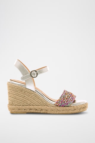 Sandalen met Sleehak Louisa S - Fuchsia en Zilverkleurig