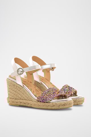 Sandalen met Sleehak Louisa S - Fuchsia en Zilverkleurig