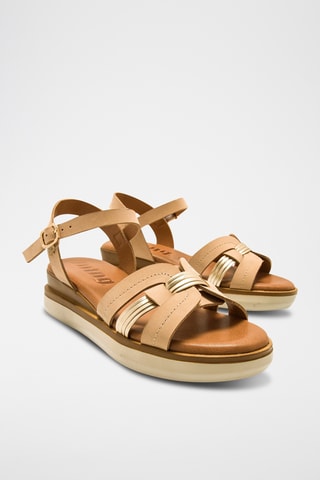 Leren Platform Sandalen Daniella - Bruin