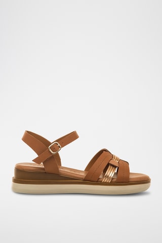 Leren Platform Sandalen Daniella - Bruin