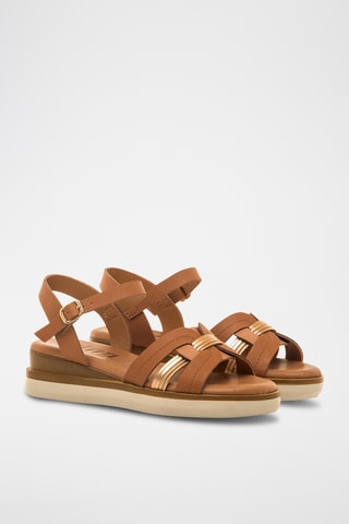 Leren Platform Sandalen Daniella - Bruin