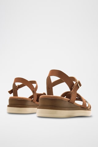 Leren Platform Sandalen Daniella - Bruin