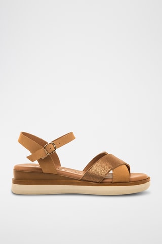 Leren Platform Sandalen Daniela - Bruin
