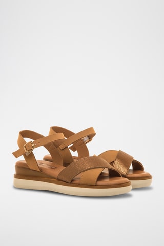 Leren Platform Sandalen Daniela - Bruin