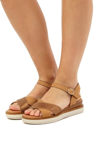 Leren Platform Sandalen Daniela - Bruin