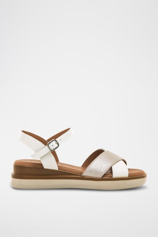 Leren Platform Sandalen Daniela - Wit