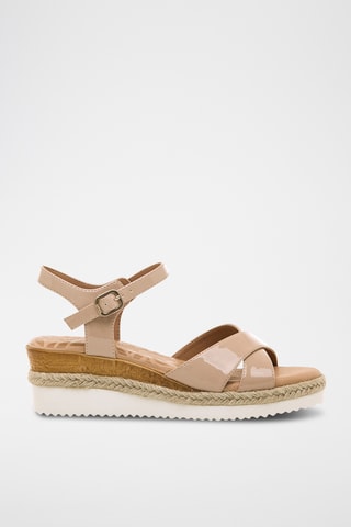 Gelakte Sandalen met Sleehak Elif - Nude