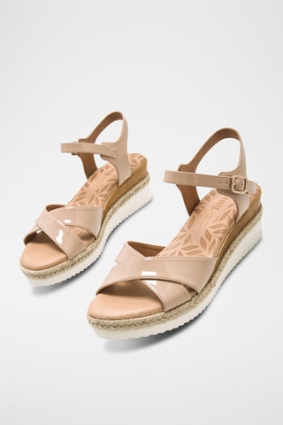 Gelakte Sandalen met Sleehak Elif - Nude