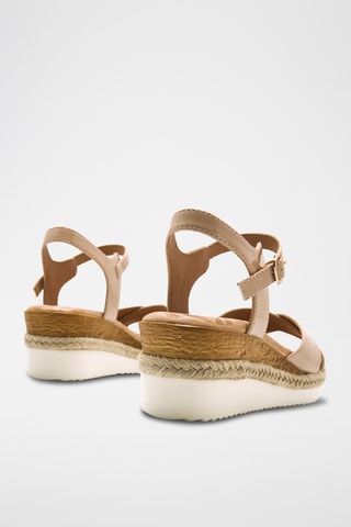 Gelakte Sandalen met Sleehak Elif - Nude