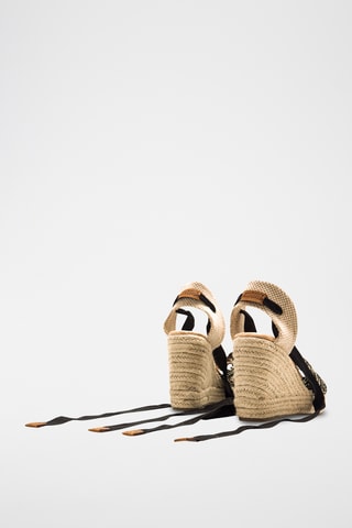 Sandalen met Sleehak Cake - Zwart en Goudkleurig