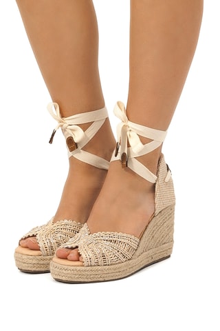 Sandalen met Sleehak Cake - Ecru