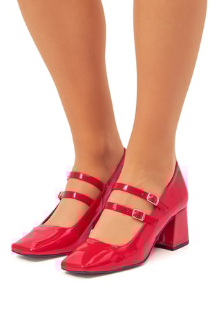 Gelakte Mary Janes met Hak Rosalie - Rood
