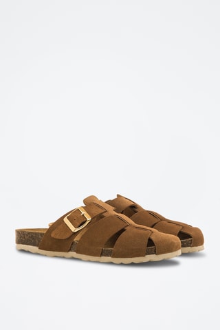 Ciabatte in pelle scamosciata Liliane - Marrone