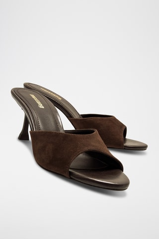 Nubuck Muiltjes met Hak Marta - Bruin