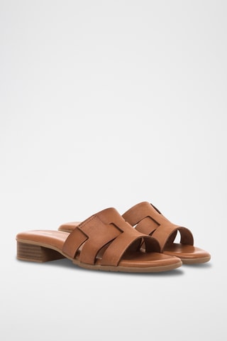 Mules à talons en cuir Ines - Marron