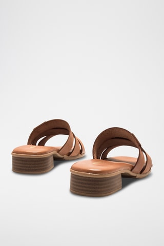 Mules à talons en cuir Ines - Marron