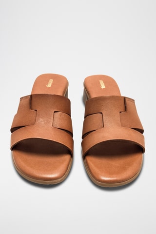 Mules à talons en cuir Ines - Marron