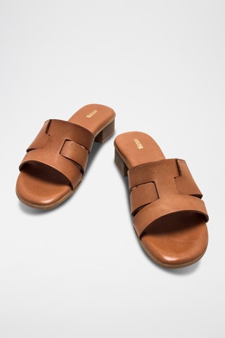 Mules à talons en cuir Ines - Marron