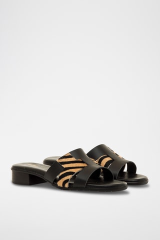 Leren Muiltjes met Hak Ines - Zwart