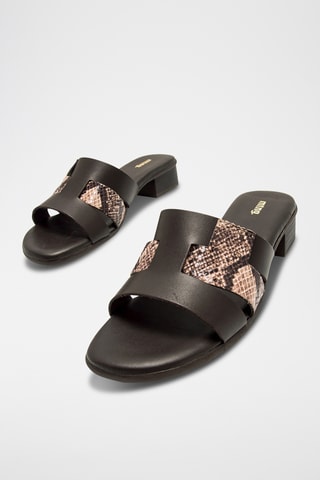 Leren Muiltjes met Hak Ines - Taupe