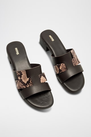 Leren Muiltjes met Hak Ines - Taupe