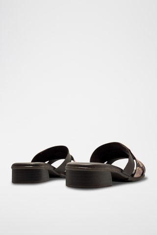 Leren Muiltjes met Hak Ines - Taupe