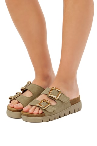 Nubuck Muiltjes Lion - Olijfgroen